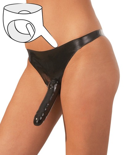 Latex slip strap dildo gr - on,