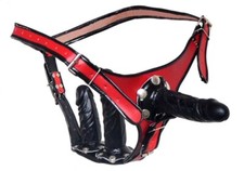 BDSM Leder Slip dreifach